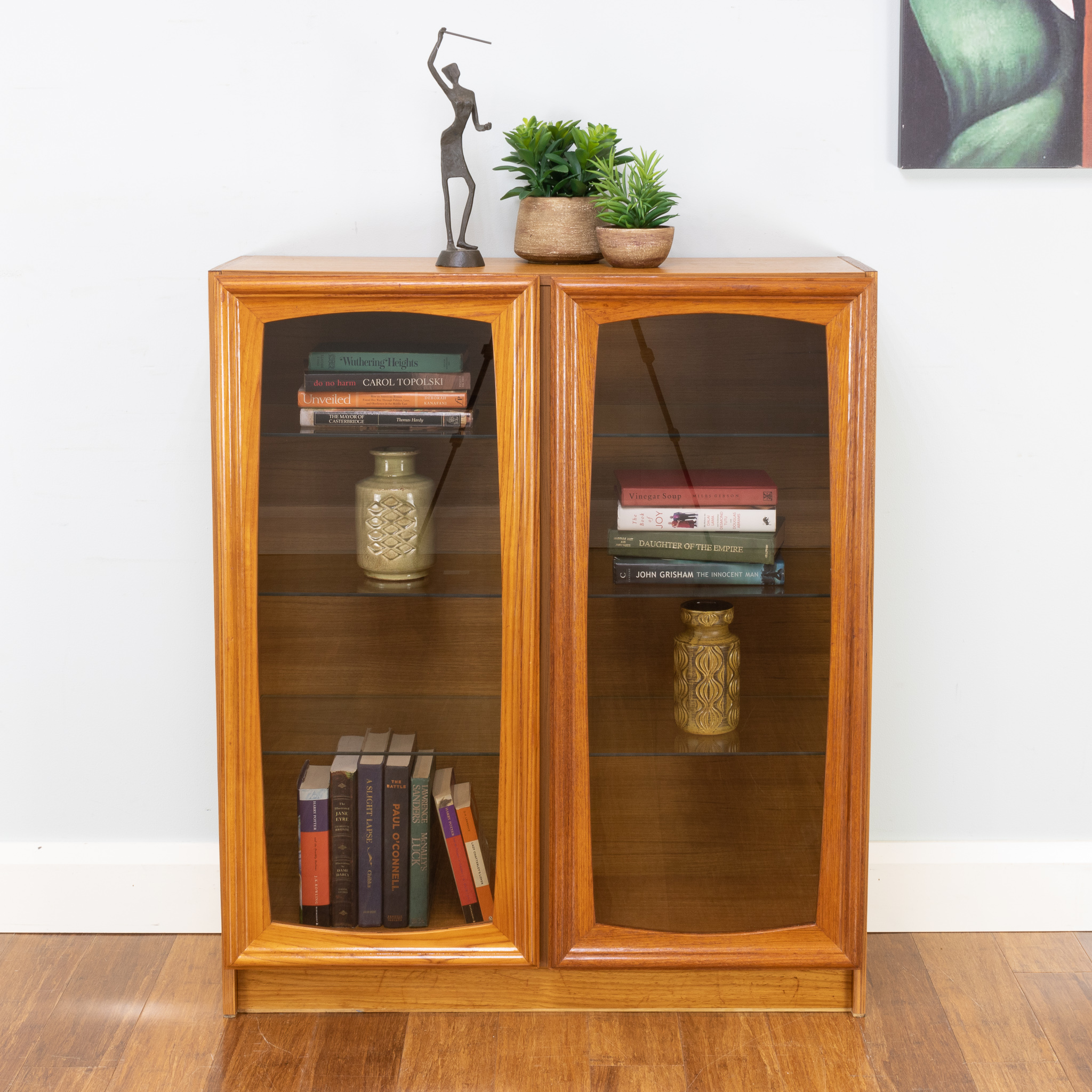 7115r Retro Vintage Teak Glass Display Cabinet Library Bookcase Masterfind